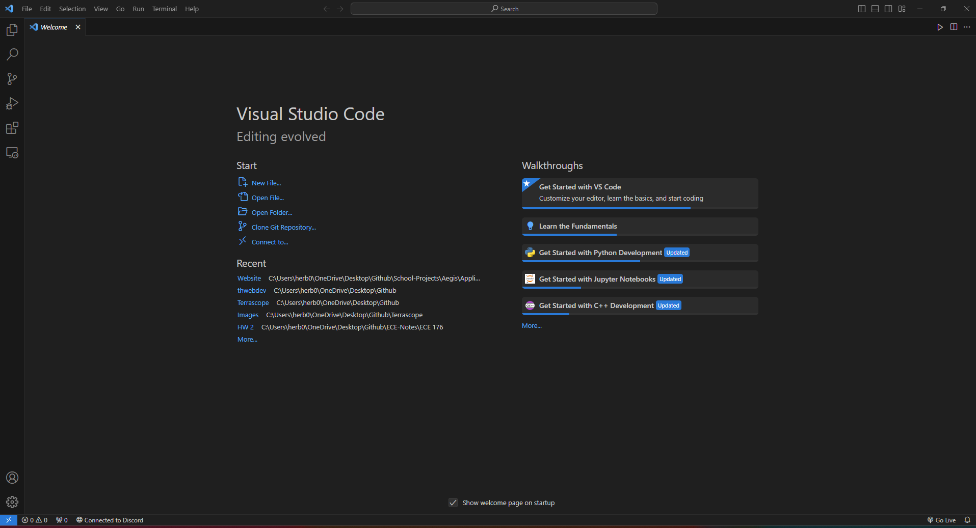 Visual Studio Code Welcome Page